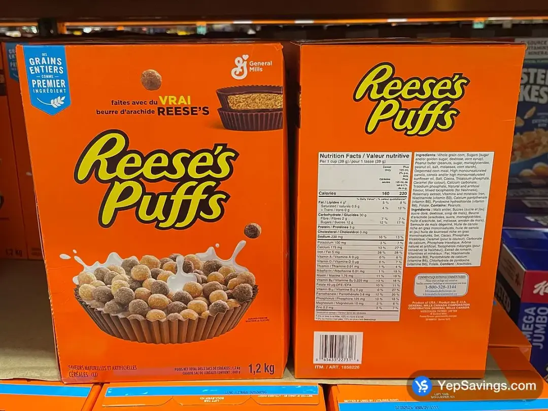 GENERAL MILLS REESE'S PUFFS CEREAL 1.2 kg - Costco Canada (ITM 1858226)
