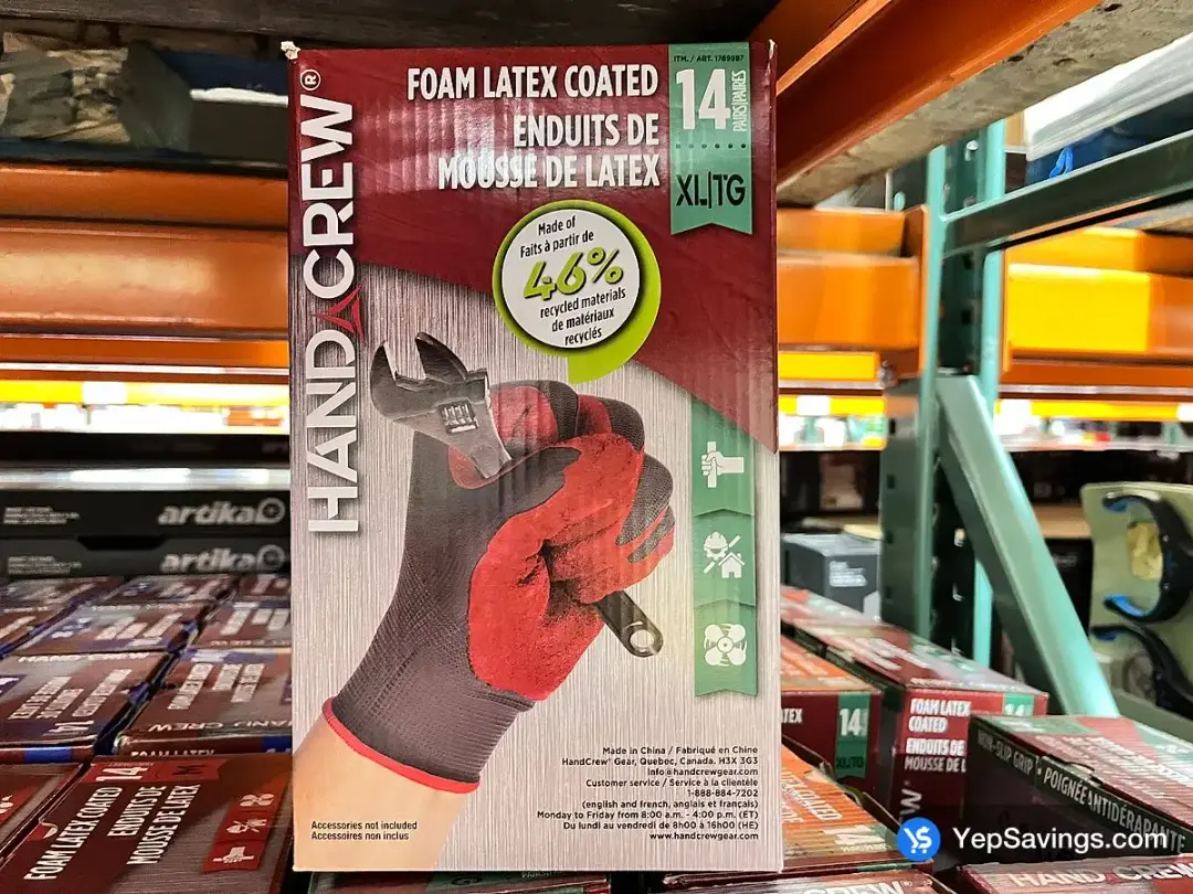HANDCREW GEAR LATEX GLOVES 14 PAIRS SIZE : M - L - Costco Canada (ITM 1769987)