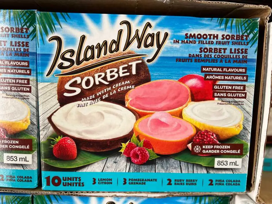 ISLAND WAY ASSORTED FRUIT SORBET 853 ml - Costco Canada (ITM 1122305)