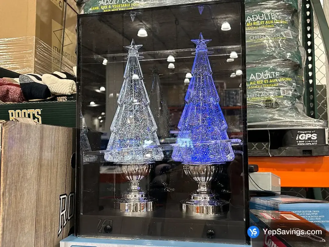 LIGHTED GLITTER TREES WHITE & COLOR CHANGING SET OF 2 - Costco Canada (ITM 1739896)