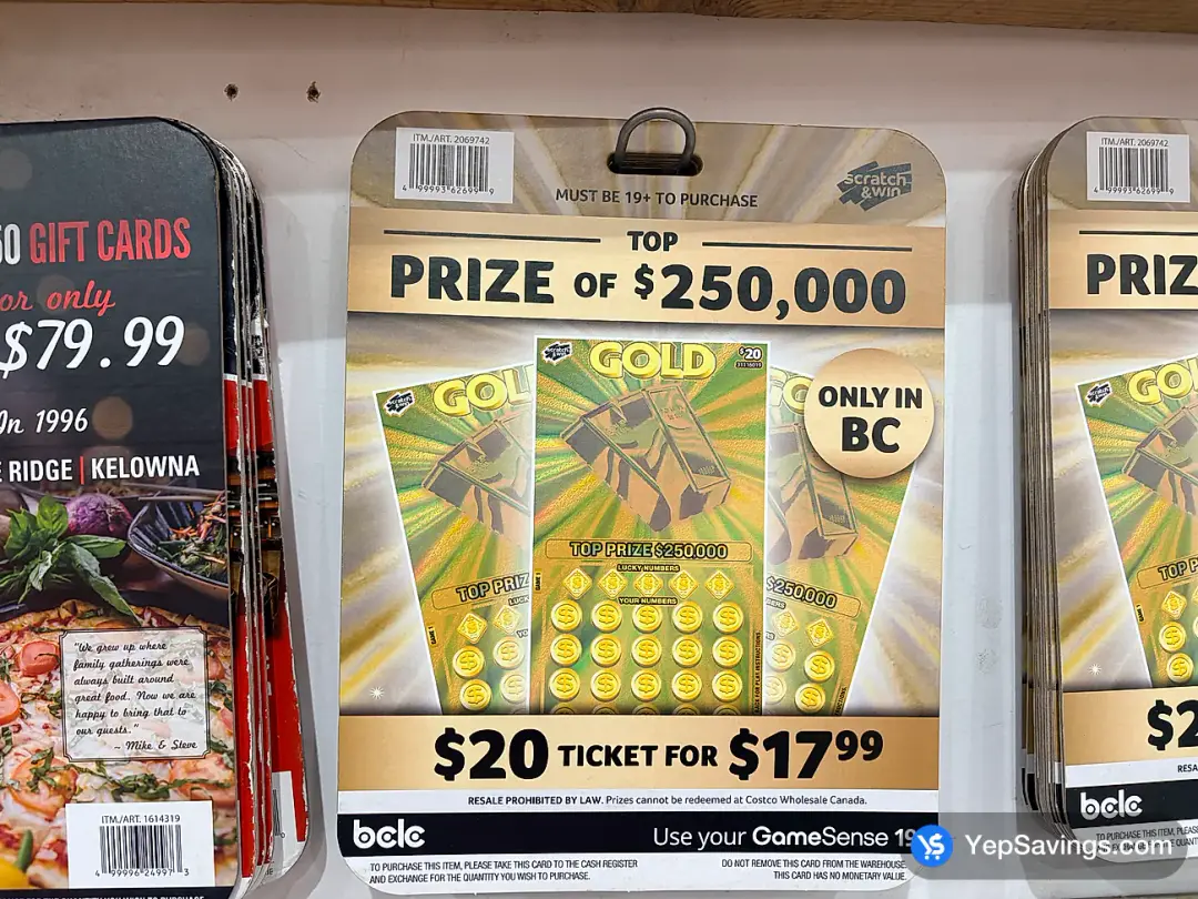 BC LOTTERY $20 TICKET GOLD III ITEM IS NON-REFUNDABLE - Costco Canada (ITM 2069742)