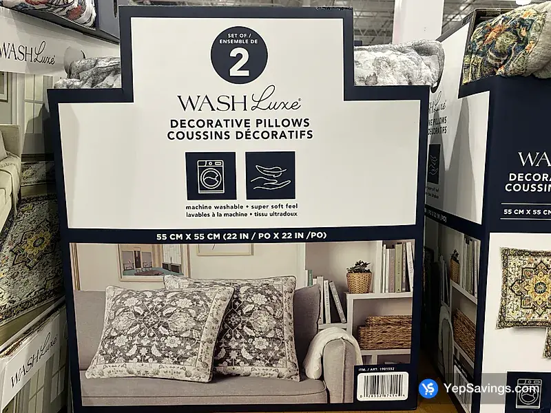 Costco WASHLUXE DECORATIVE PILLOWS 22 in X 22 in - 2 pk