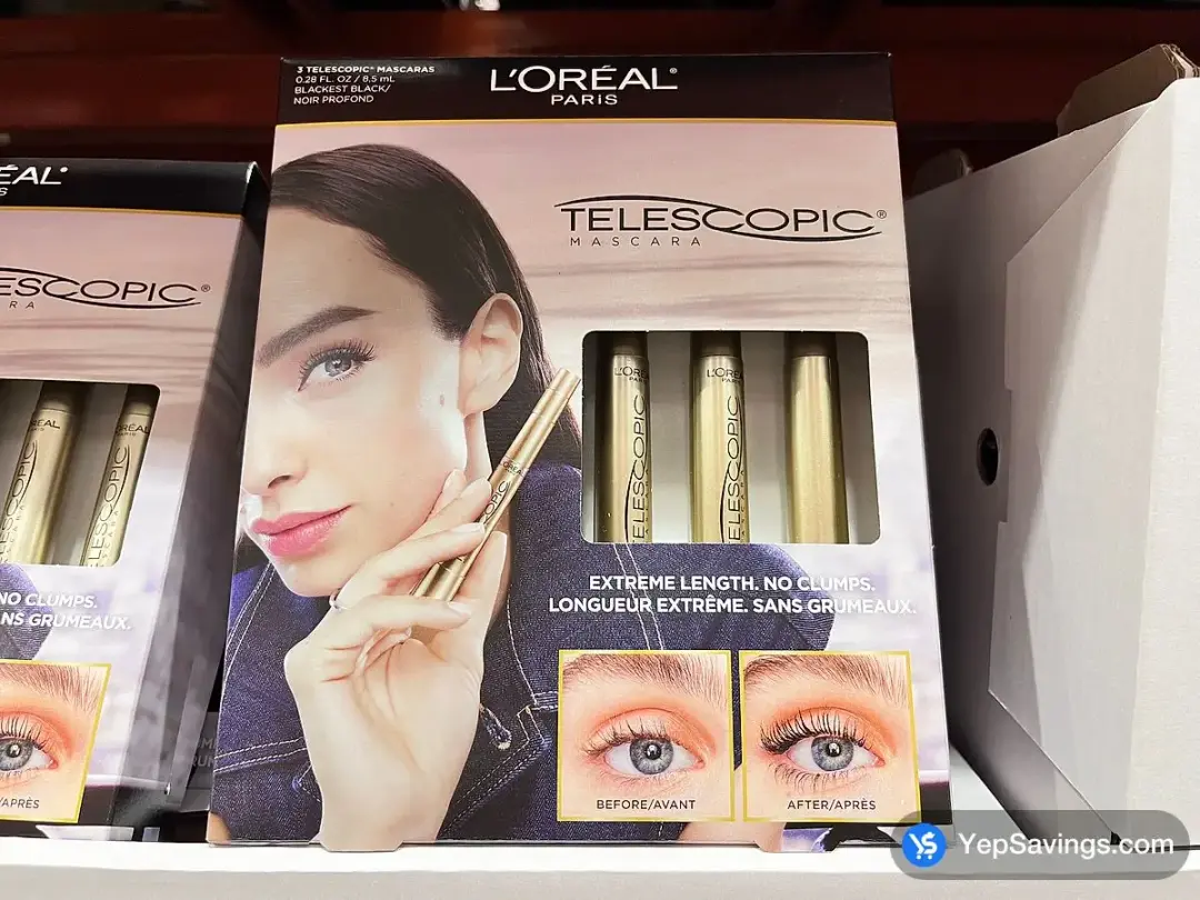 L'OREAL TELESCOPIC MASCARA 3 x 8 mL (0.27 fl. oz) - Costco Canada (ITM 1604685)