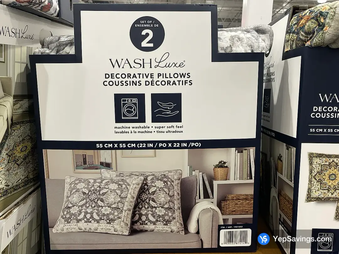 WASHLUXE DECORATIVE PILLOWS 22 in X 22 in - 2 pk - Costco Canada (ITM 1901552)
