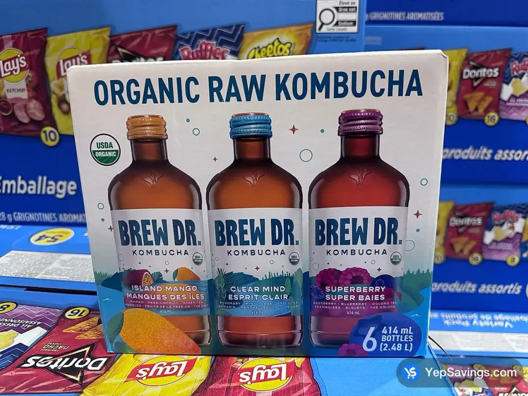 BREW DR . ORGANIC KOMBUCHA VARIETY PACK 6 X 414 mL - Costco Canada (ITM 1953084)