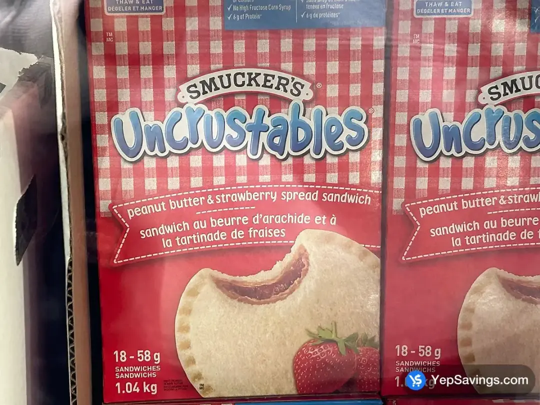 SMUCKERS UNCRUSTABLES PEANUT BUTTER & JELLY 18 x 58g - Costco Canada (ITM 2121272)
