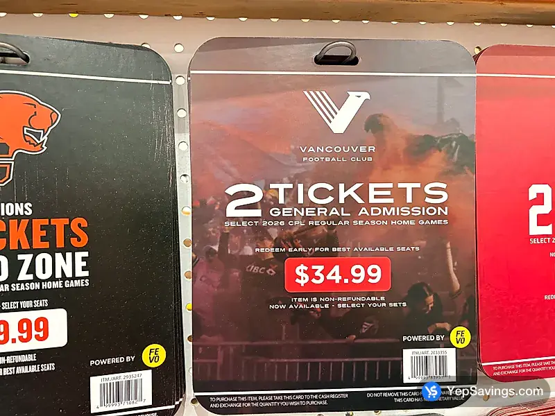 Costco VANCOUVER FC 2 TICKETS GENERAL ADMISSION ITEM IS NON-REFUNDABLE
