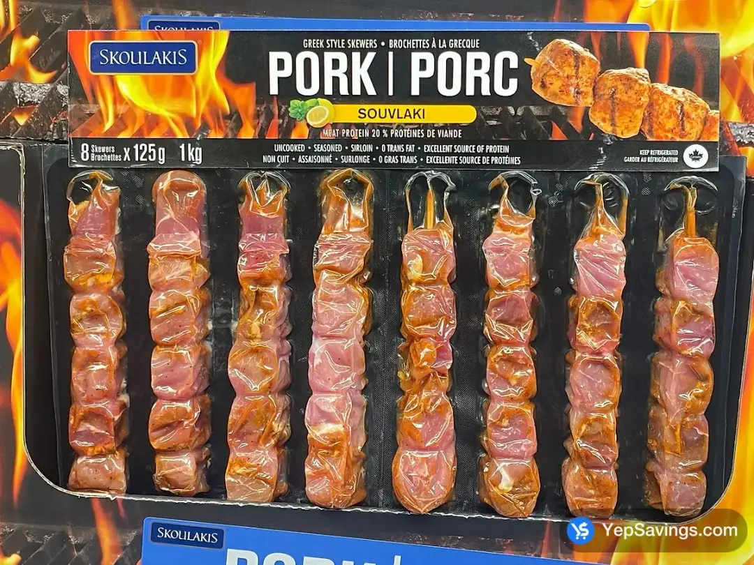 SKOULAKIS GREEK STYLE PORK SOUVLANKI 1kg - Costco Canada (ITM 380850)