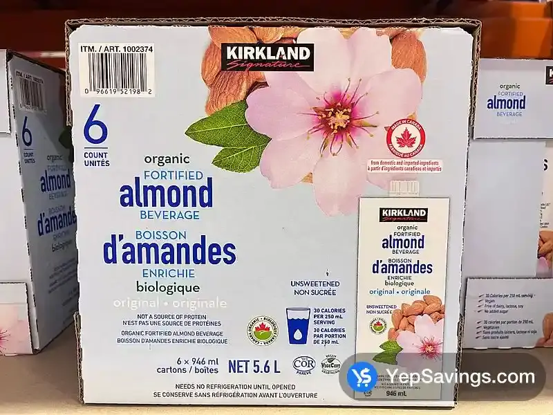 Costco KIRKLAND SIGNATURE ALMOND ORIGINAL 6 x 946 mL