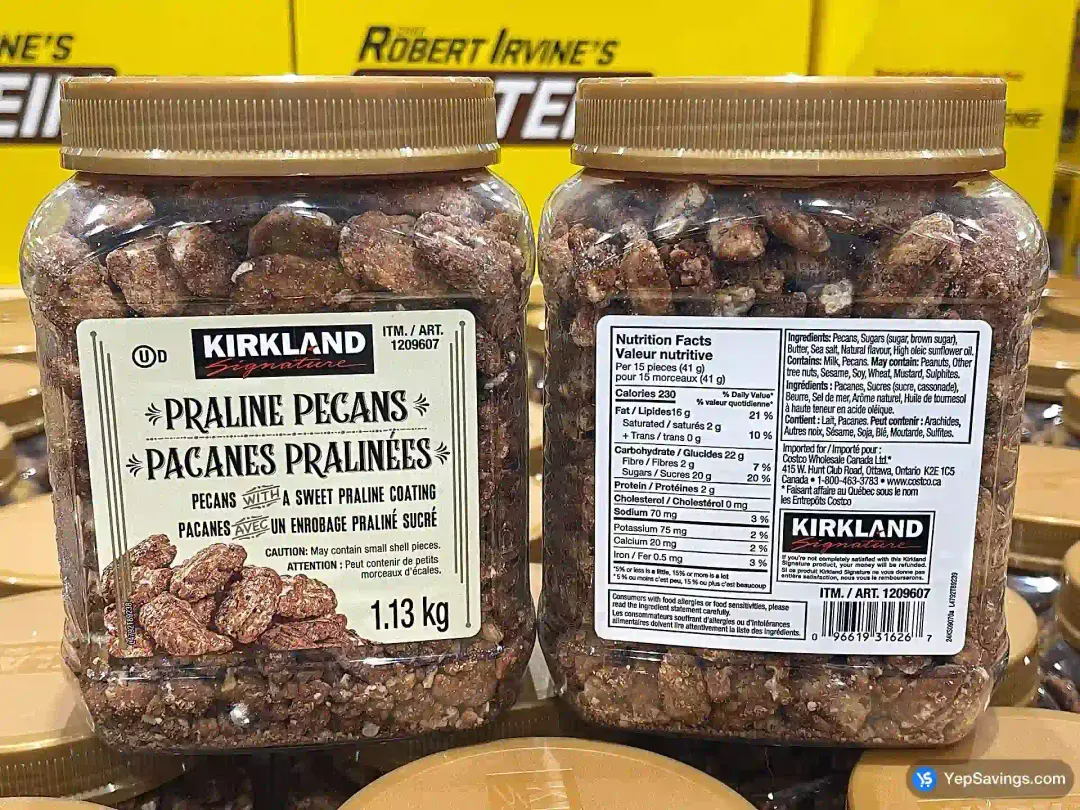 KIRKLAND SIGNATURE PRALINE PECANS 1.13 kg - Costco Canada (ITM 1209607)