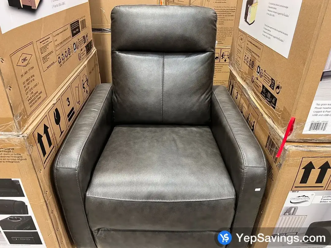 GILMAN CREEK FURNITURE LEATHER POWER RECLINER DARK GREY - Costco Canada (ITM 1695665)