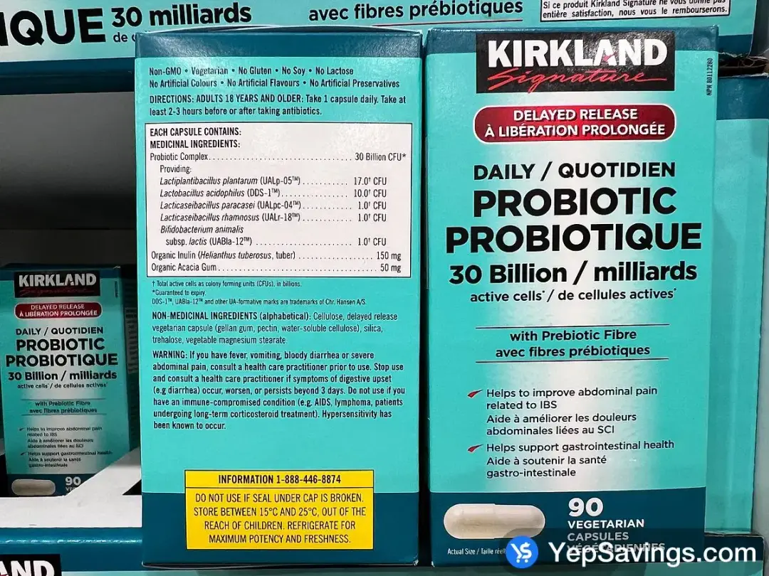 KIRKLAND SIGNATURE PROBIOTIC 30 BILLION 90 VEGETARIAN CAPSULES - Costco Canada (ITM 1672093)