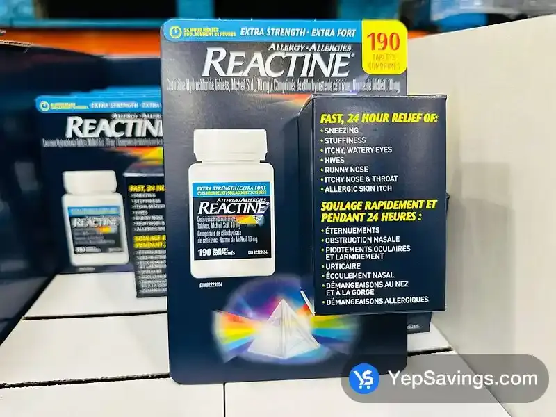 Costco REACTINE ALLERGY EXTRA STRENGTH 190 TABLETS