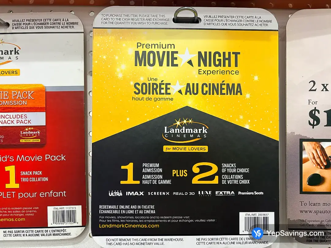 LANDMARK PREMIUM MOVIE NIGHT ITEM IS NON-REFUNDABLE - Costco Canada (ITM 2003837)