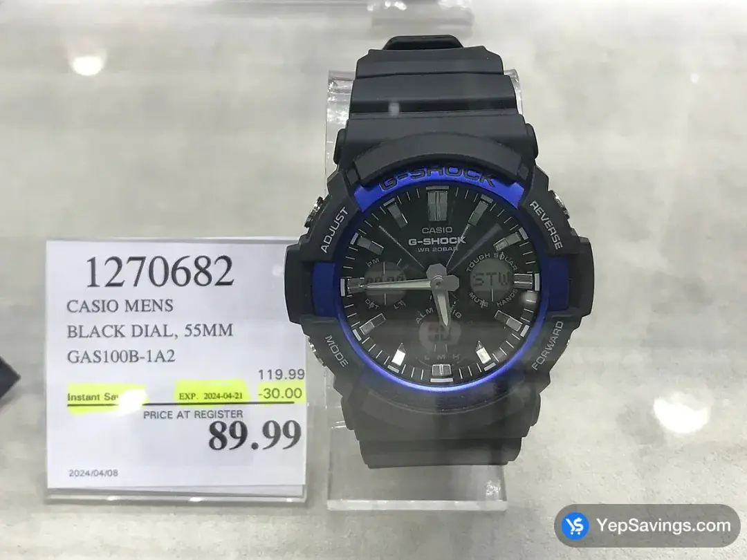 CASIO MENS BLACK DIAL, 55MM GAS100B-1A2 - Costco Canada (ITM 1270682)