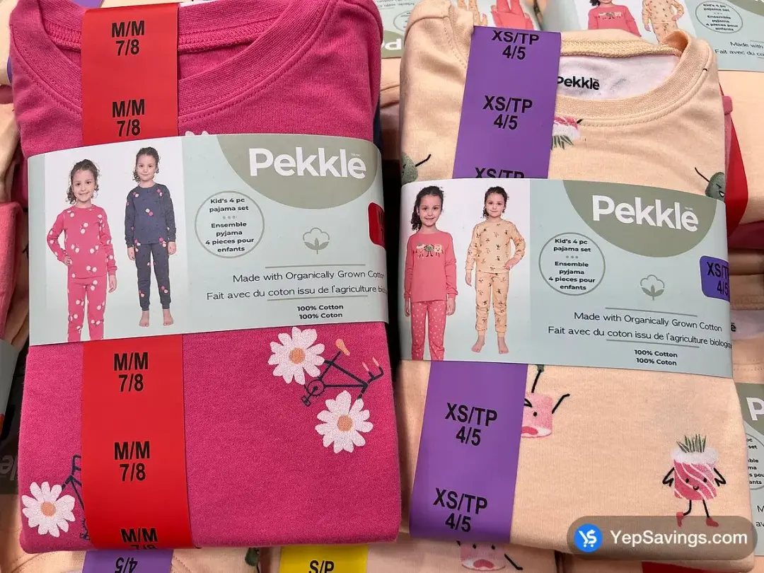 PEKKLE 4PC ORGANIC COTTON PJ KIDS SIZES 2 / 3-10 / 12 - Costco Canada (ITM 1008250)