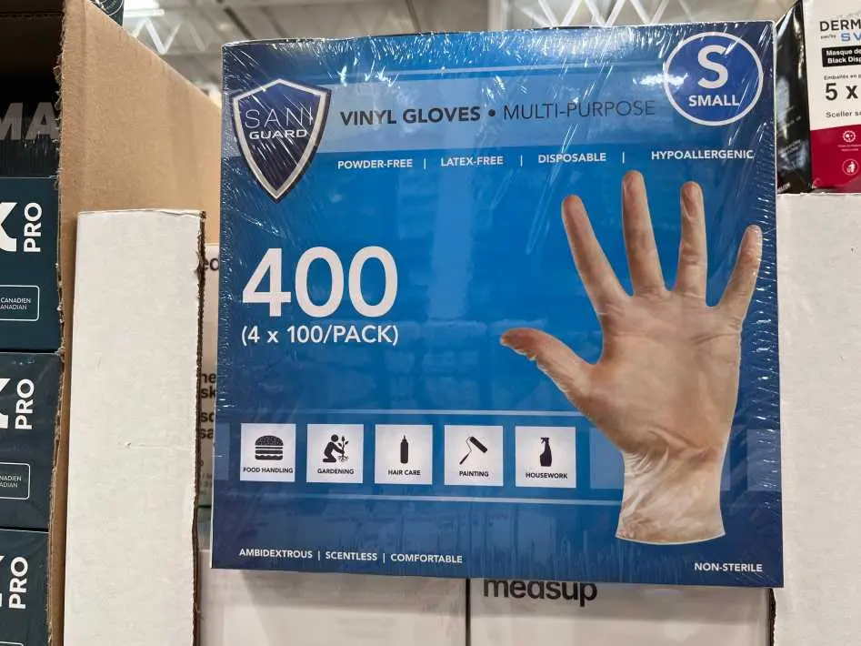 SANI GUARD VINYL GLOVES SMALL 4 PACKS OF 100 - Costco Canada (ITM 1097164)