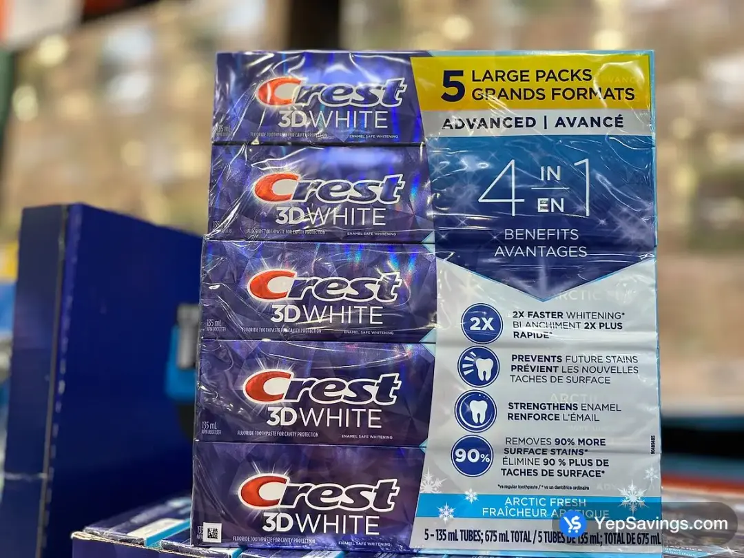 COSTCO CREST 3D WHITE ADVANCED TOOTHPASTE 5 x 135 mL – (ITM 1746658)