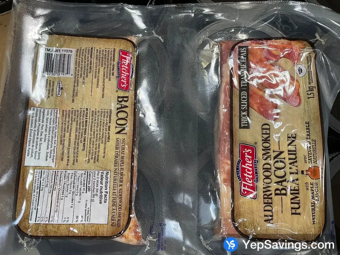 FLETCHER'S ALDER SMOKED BACON 2 x 750 g - Costco Canada (ITM 11079)
