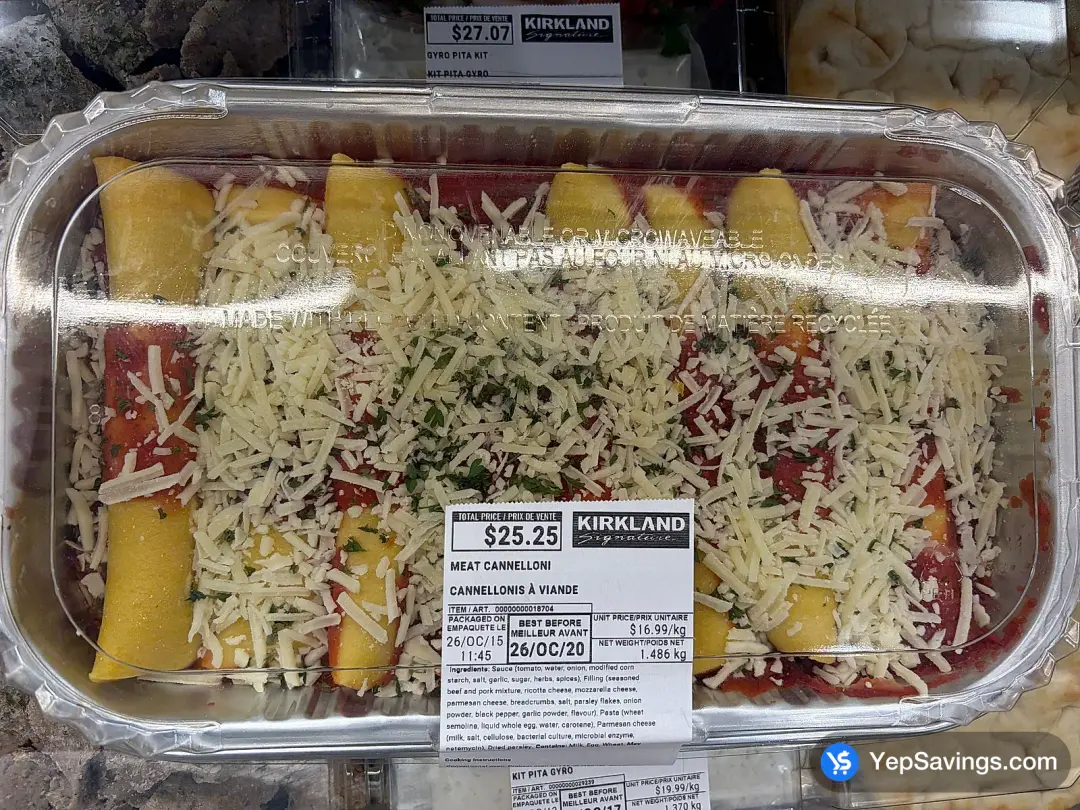 BEEF AND PORK CANNELLONI - Costco Canada (ITM 18704)