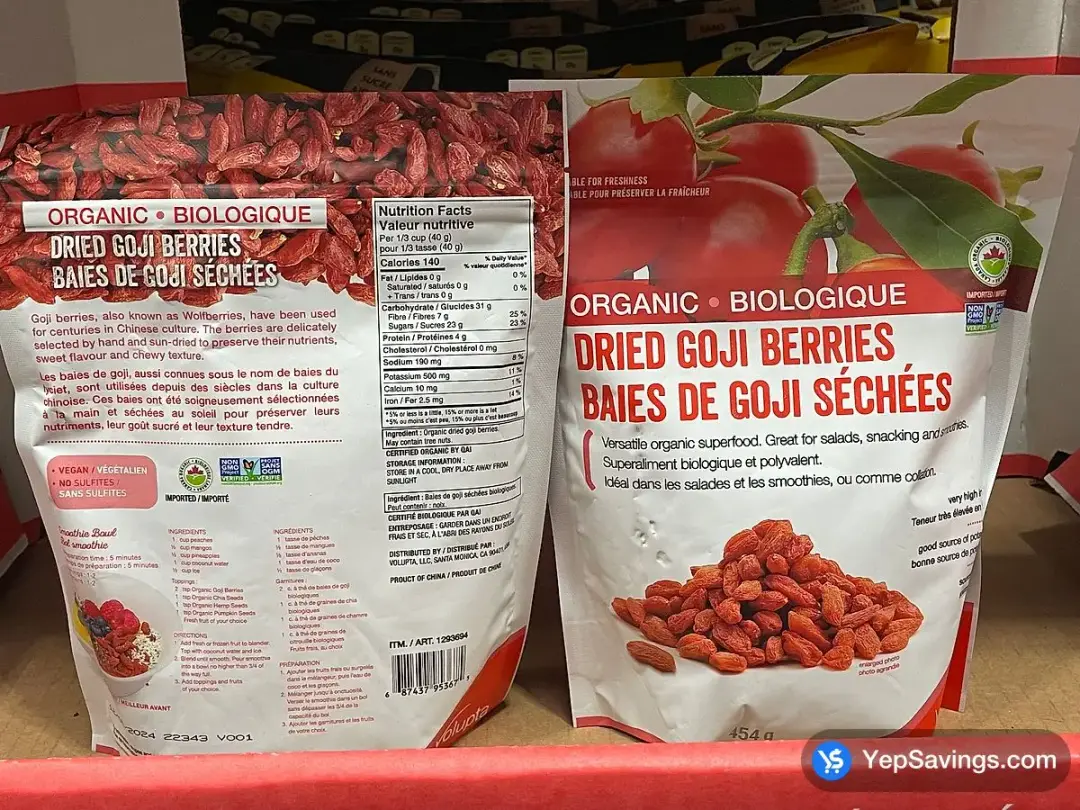 VOLUPTA ORGANIC DRIED GOJI BERRIES 454 g - Costco Canada (ITM 1293694)