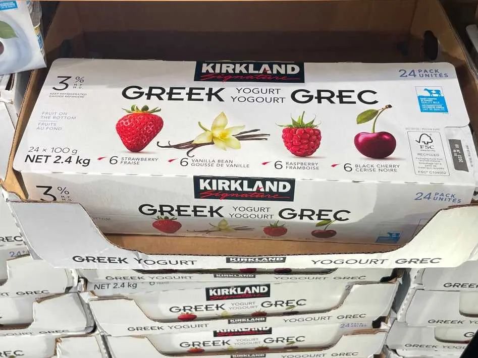 KIRKLAND SIGNATURE 3% GREEK YOGURT 24 X 100 g - Costco Canada (ITM 1294547)