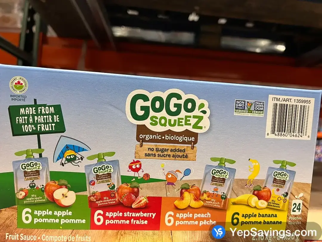 GOGO SQUEEZ ORGANIC VARIETY PACK 24X90 g - Costco Canada (ITM 1359955)