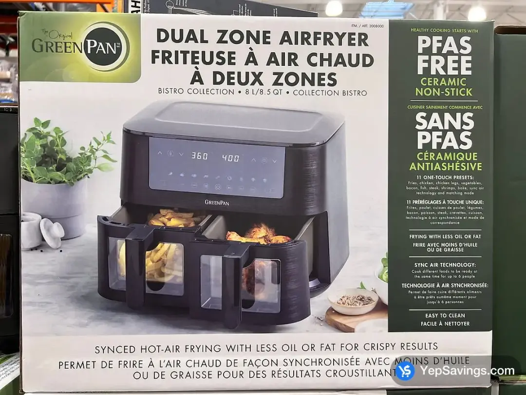 GREENPAN DUAL ZONE AIR FRYER CERAMIC NON STICK - Costco Canada (ITM 2008000)