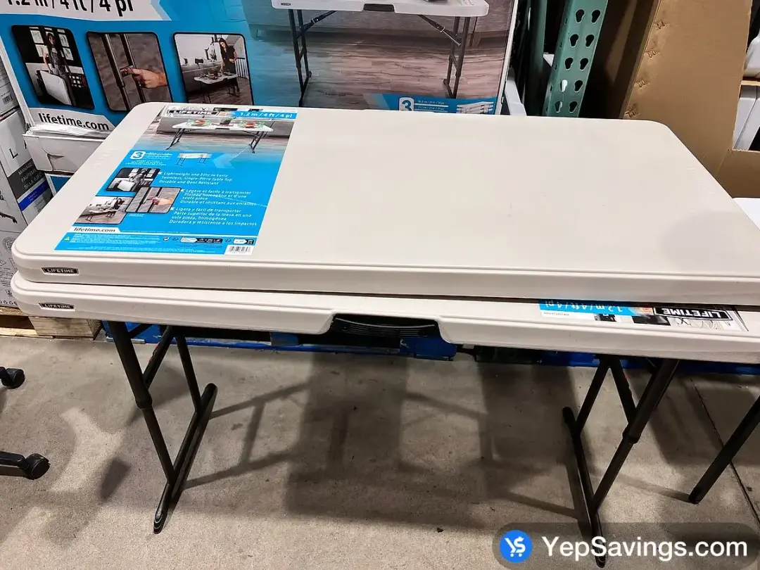 LIFETIME 4' FOLDING TABLE INDOOR / OUTDOOR USE - Costco Canada (ITM 1375000)