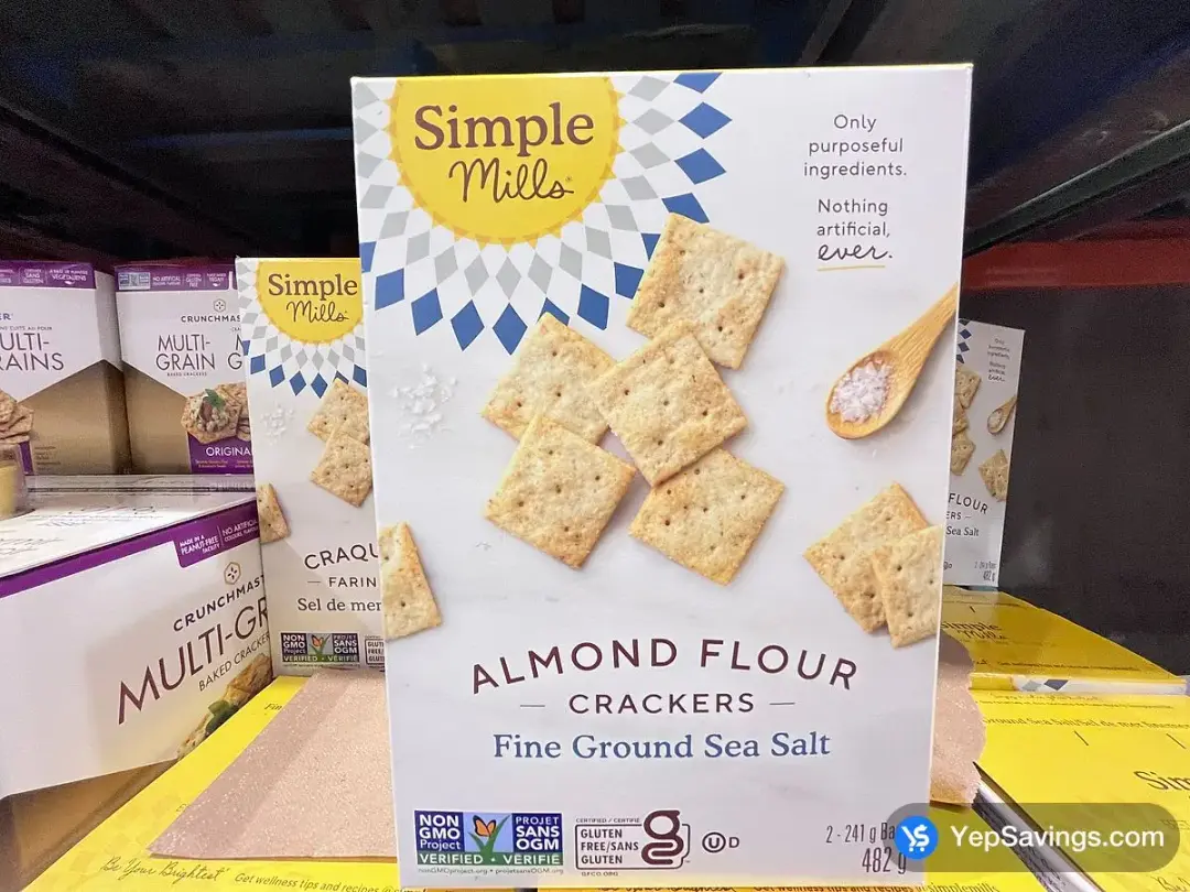 SIMPLE MILLS ALMOND FLOUR CRACKERS WITH SEA SALT 482 g - Costco Canada (ITM 1400953)