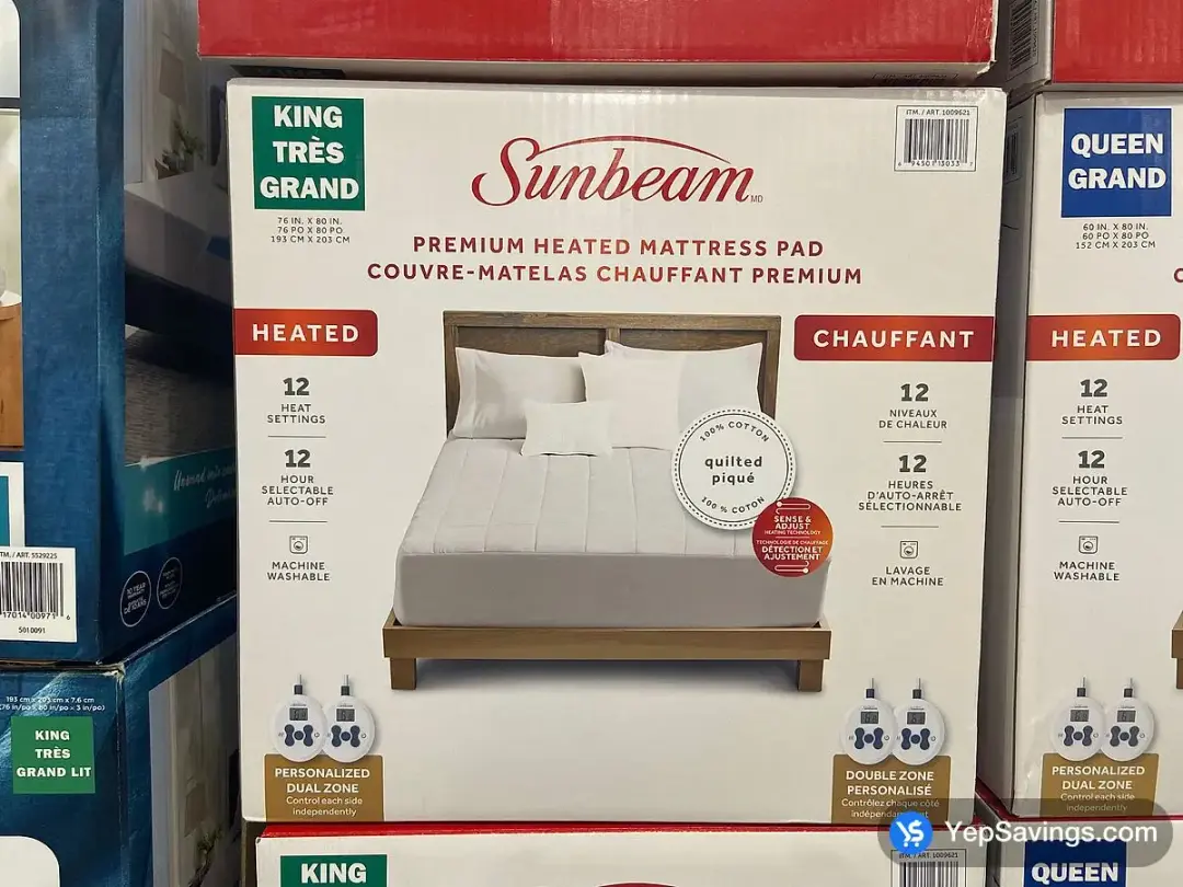 SUNBEAM HEATED MATTRESS PAD KING 76 " X 80 " - Costco Canada (ITM 1009621)