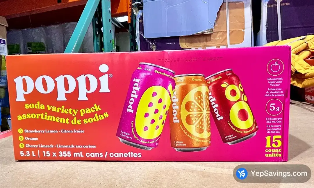 POPPI SODA VARIETY PACK 15 x 355 mL - Costco Canada (ITM 1839396)