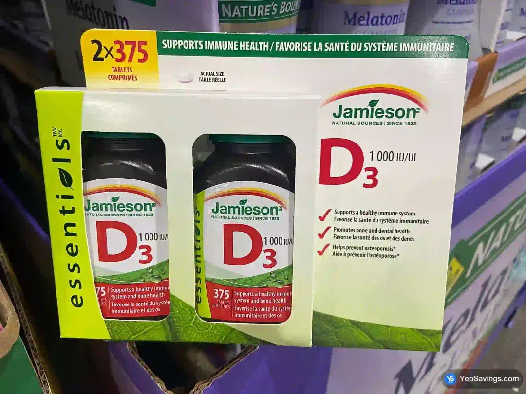 JAMIESON VITAMIN D3 1000IU 2X375 TABLETS - Costco Canada (ITM 2941400)
