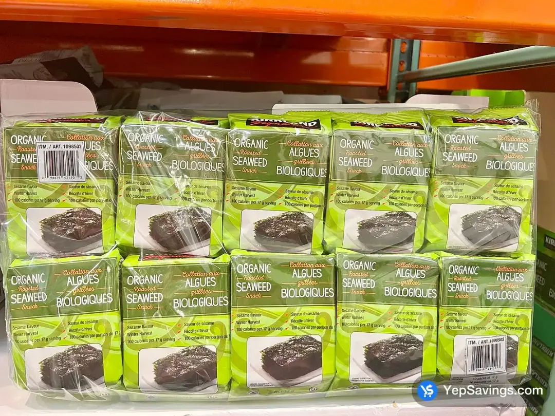 KIRKLAND SIGNATURE ORGANIC SEAWEED ROASTED 10 x 17 g - Costco Canada (ITM 1098502)