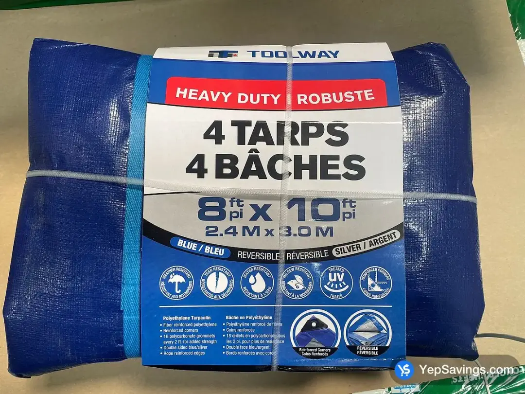 TOOLWAY TARPS 8 FT X 10 FT 4 PACK - Costco Canada (ITM 1772695)