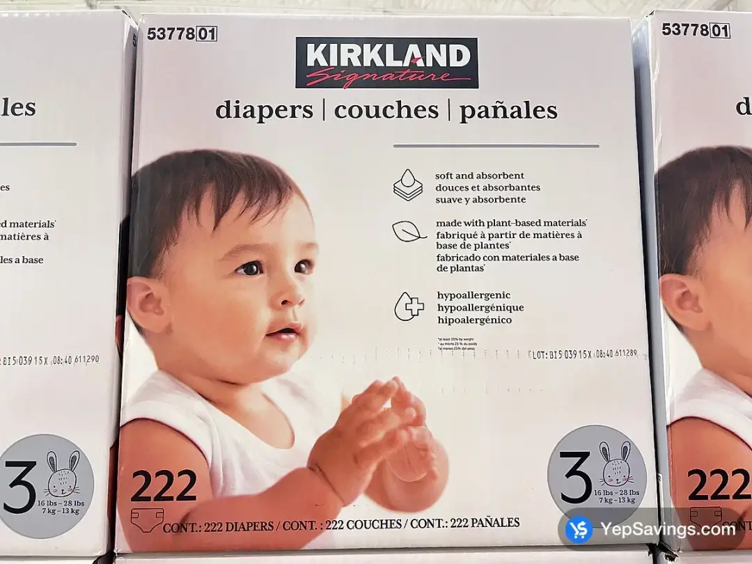 KIRKLAND SIGNATURE DIAPERS SIZE 3 PACK OF 222 - Costco Canada (ITM 1481672)