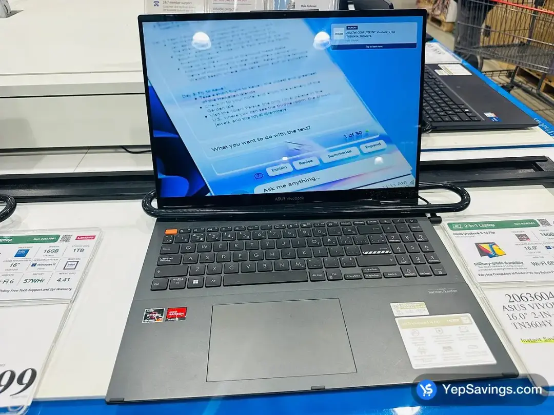 ASUS VIVOBOOK FLIP 16.0 " 2 - IN - 1 LAPTOP TN3604YA - CS71T - CB - Costco Canada (ITM 2063604)