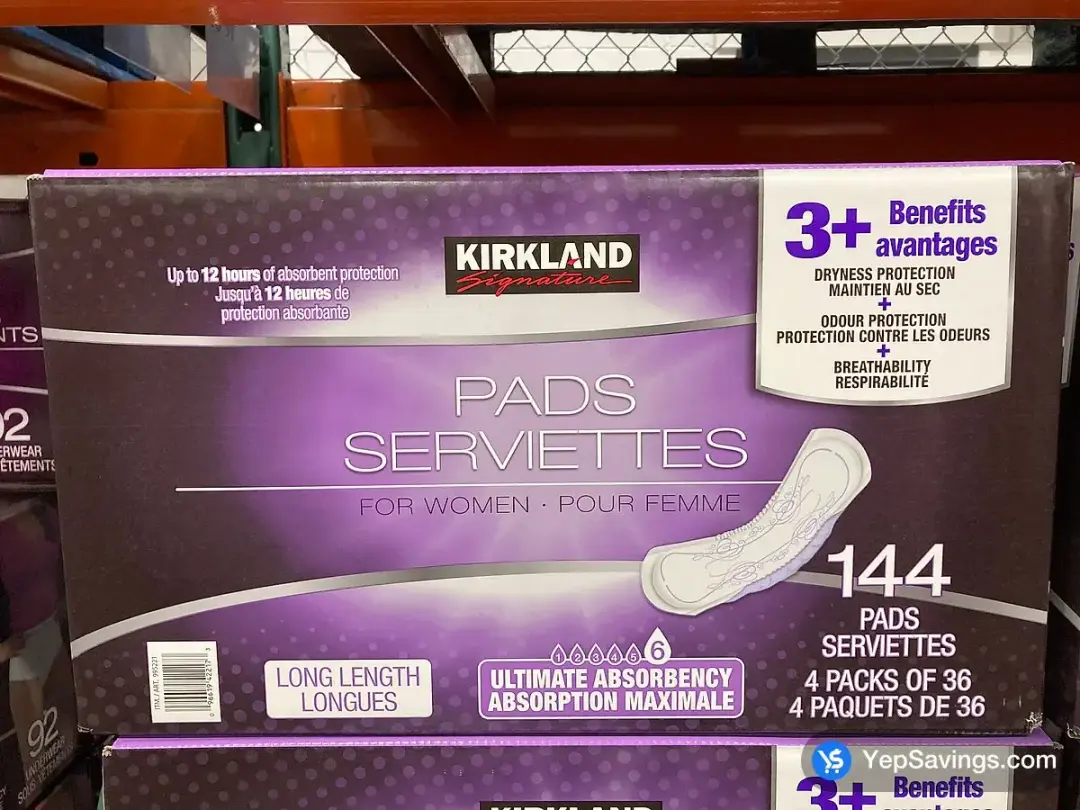 KIRKLAND SIGNATURE LONG PADS 144 COUNT - Costco Canada (ITM 995221)