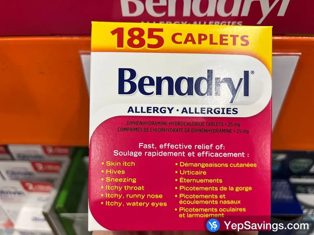 * BENADRYL ALLERGY 25 MG 185 CAPLETS - Costco Canada (ITM 1835390)