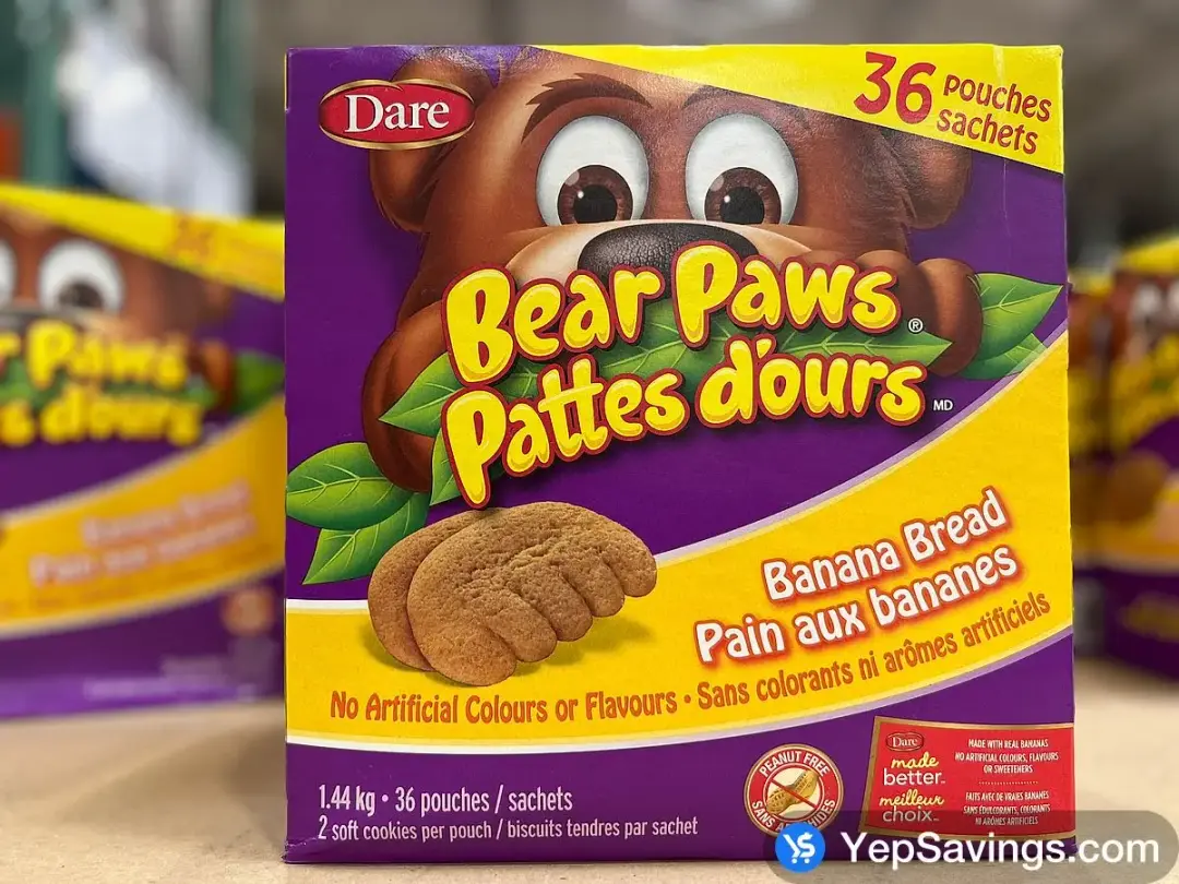 DARE BEAR PAWS BANANA BREAD 36 x 40 g - Costco Canada (ITM 1058525)