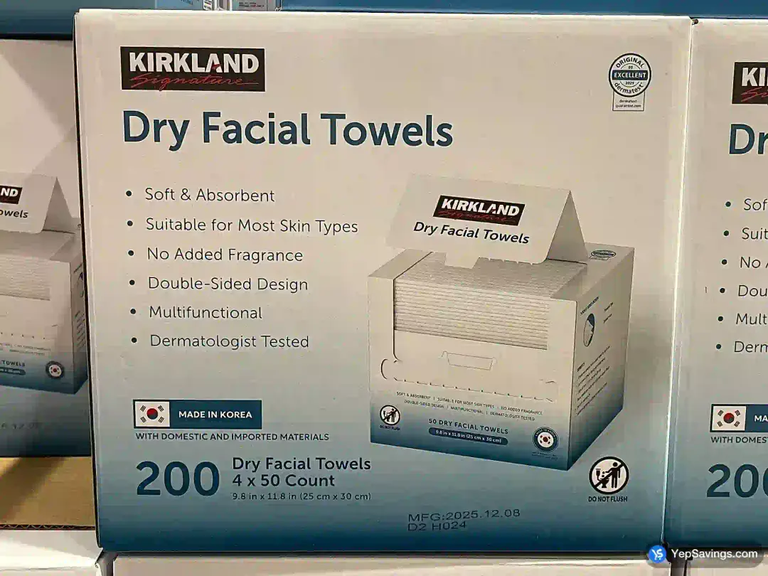 KIRKLAND SIGNATURE DRY FACIAL TOWELS 4 X 50 CT - Costco Canada (ITM 1940909)