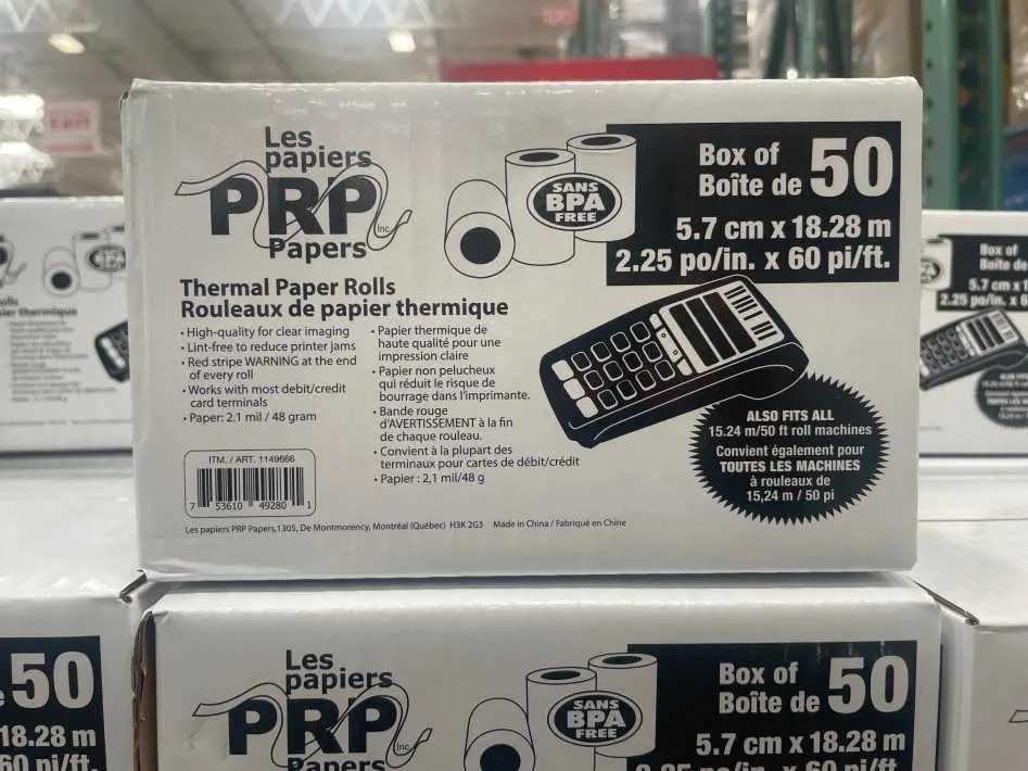 PRP PAPERS THERMAL PAPER ROLLS PACK OF 50 BPA FREE - Costco Canada (ITM 1149666)