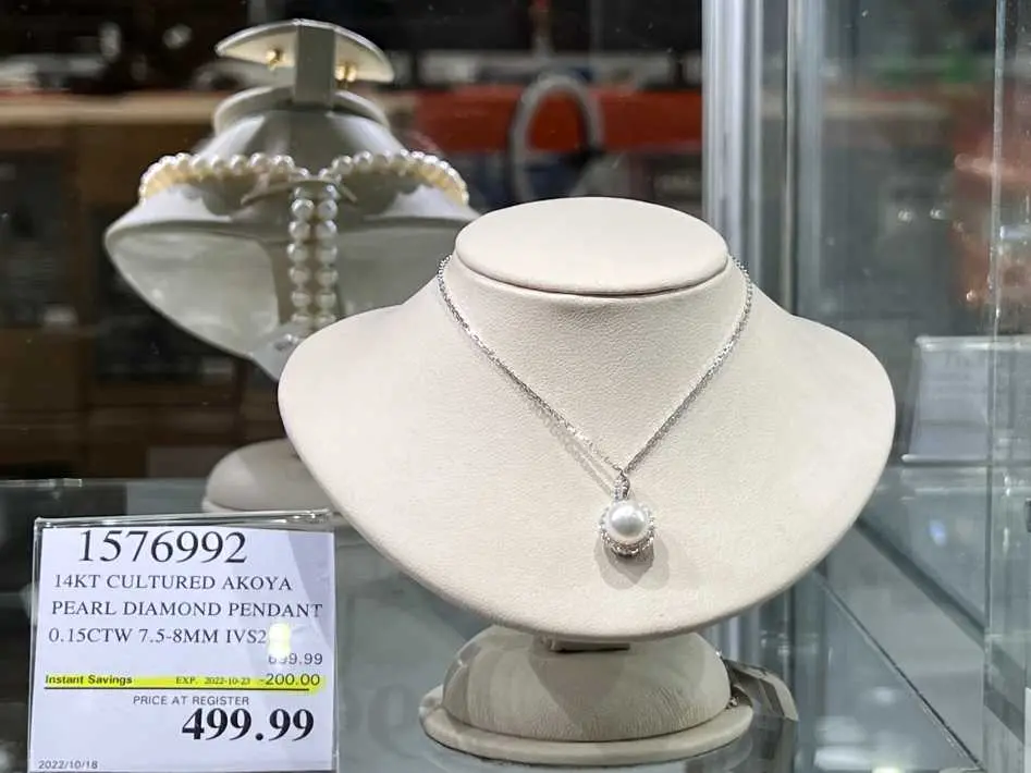 14KT CULTURED AKOYA PEARL DIAMOND PENDANT 0.15CTW 7.5-8MM IVS2 - Costco Canada (ITM 1576992)