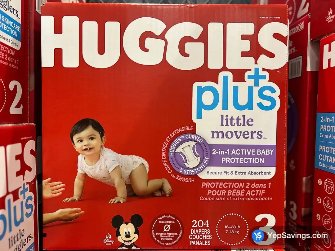 HUGGIES PLUS DIAPERS SIZE 3 PACK OF 204 - Costco Canada (ITM 1914459)
