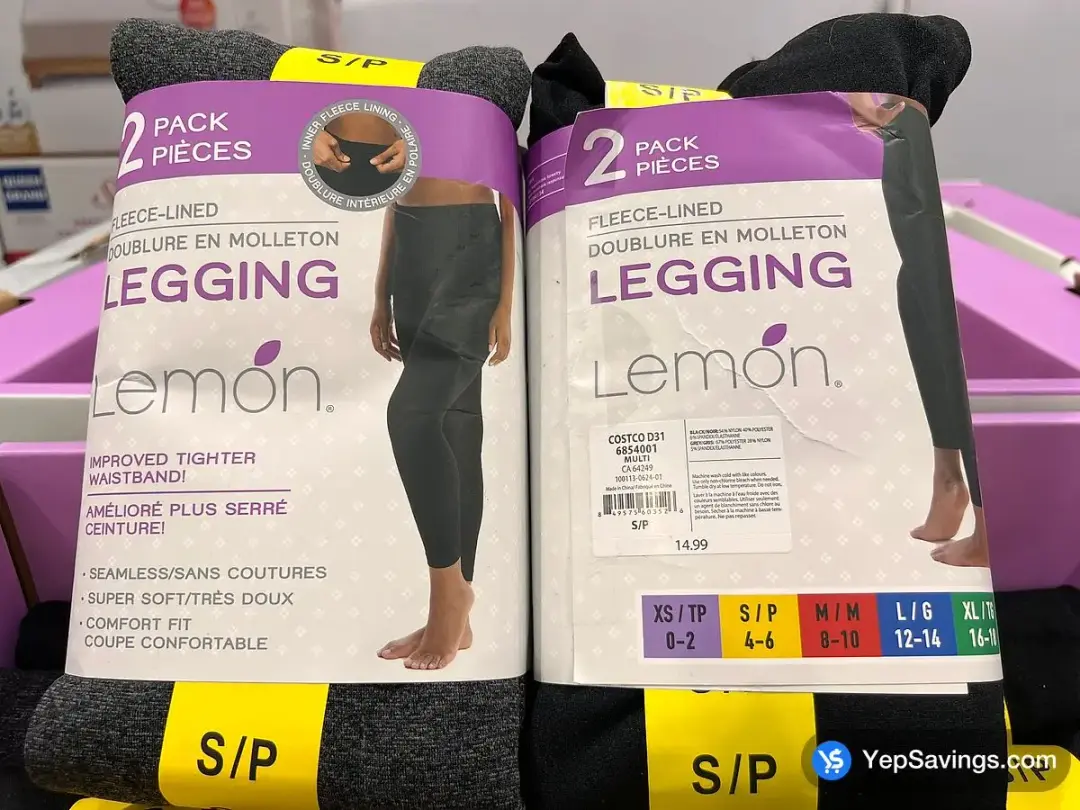 LEMON FLEECE LEGGING 2PK + LADIES SIZES XS - XL - Costco Canada (ITM 6854004)