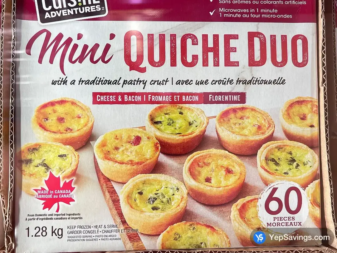 CUISINE ADVENTURES MINI QUICHE ASSORTED 1.28 kg - Costco Canada (ITM 3053121)