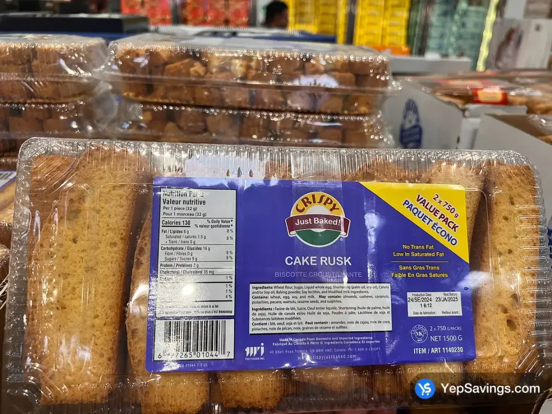 CRISPY JUST BAKED CAKE RUSK 2 x 750 g - Costco Canada (ITM 1140230)