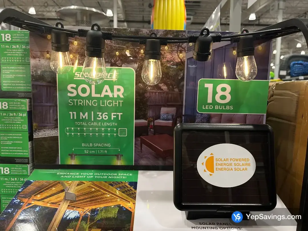 SUNFORCE LED SOLAR STRING LIGHT 11 m (36ft) - Costco Canada (ITM 2323048)