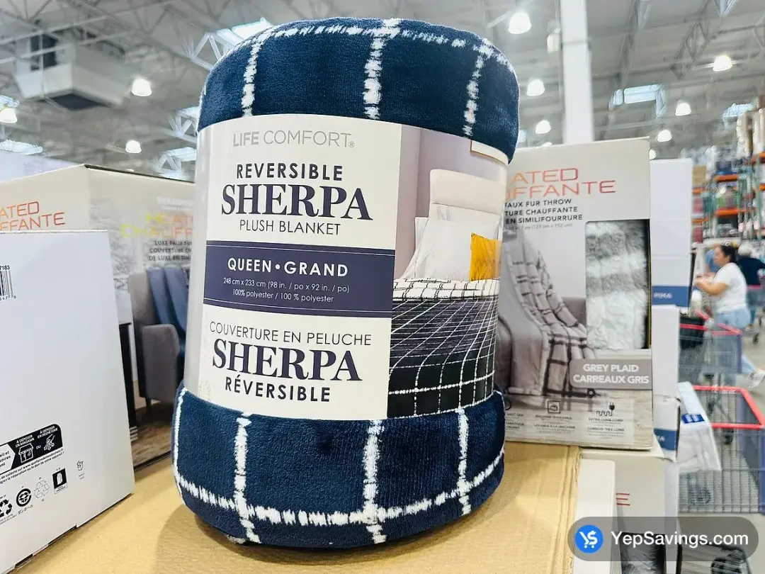 LIFE COMFORT PLUSH BLANKET QUEEN - 98 " X 92 " - Costco Canada (ITM 1849142)