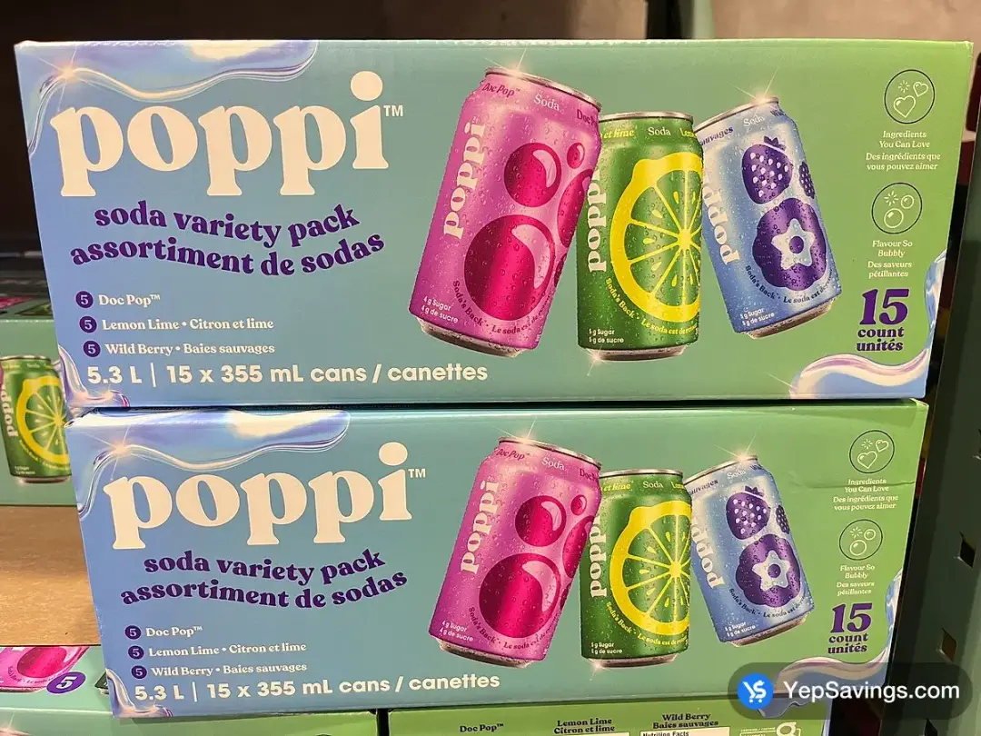 POPPI SODA VARIETY 15 x 355 mL - Costco Canada (ITM 1884437)